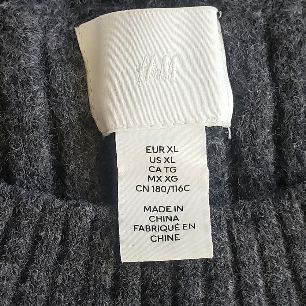 H&M Wool Long Sleeve Gray Sweater Dress Midi Knee Length Soft Stretch Size 16/18 - Picture 6 of 7